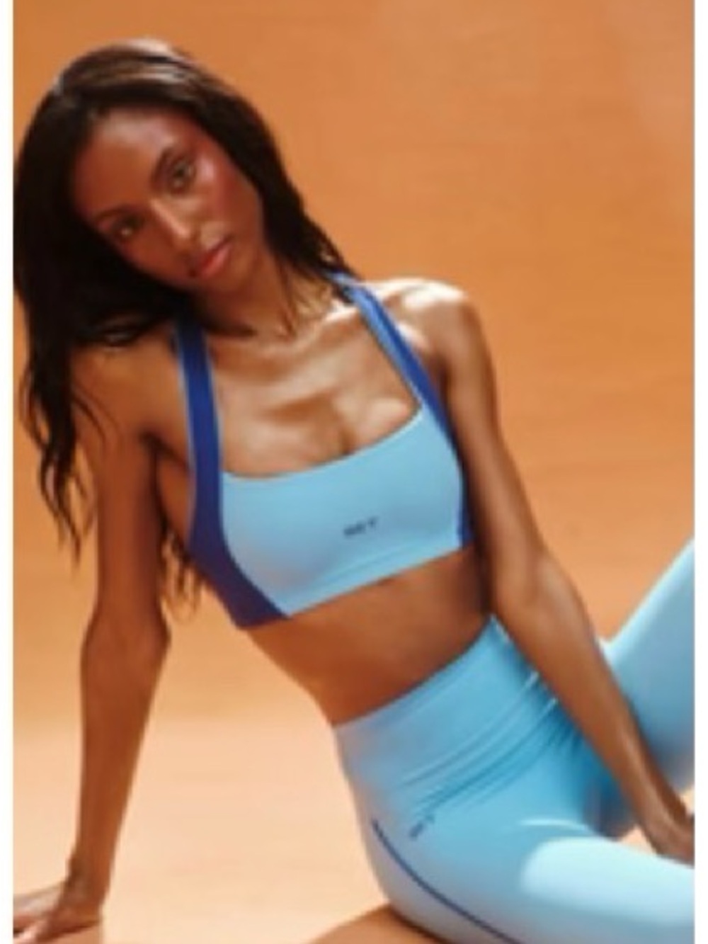 SET Active legging + Blue Striped Sports Bra set - Picture 2 of 7
